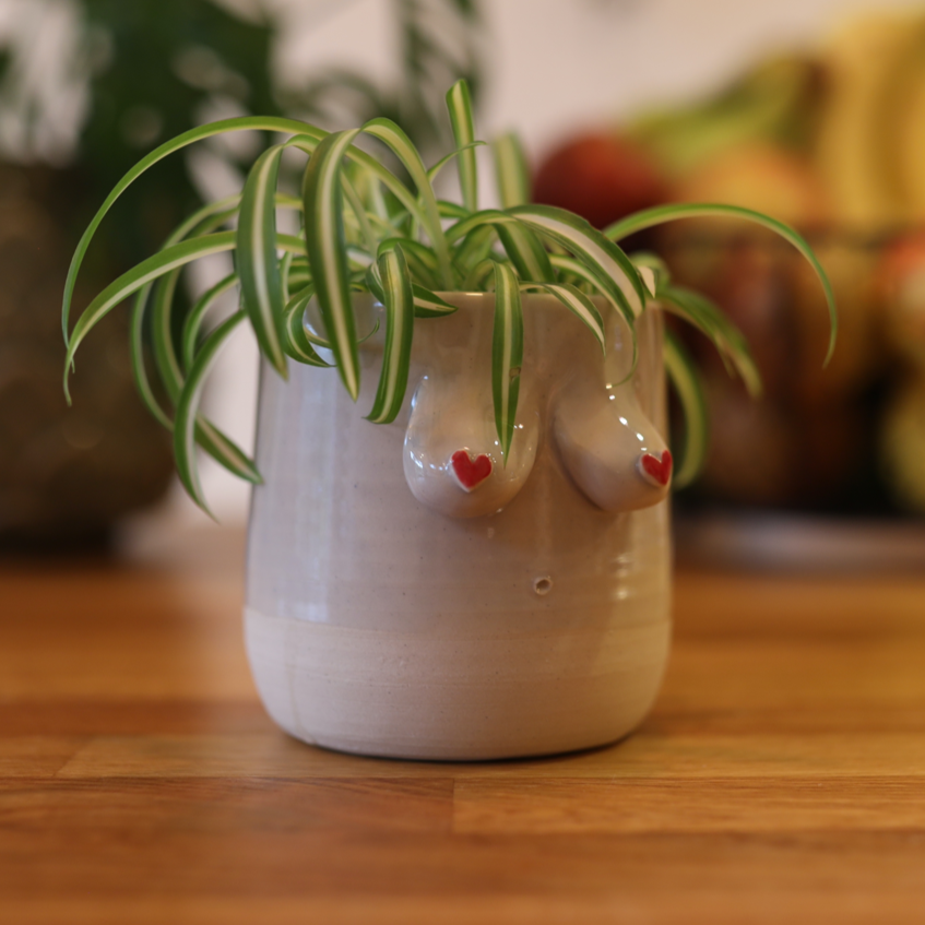 Lavender Ceramic Boob Planter 10x8cm