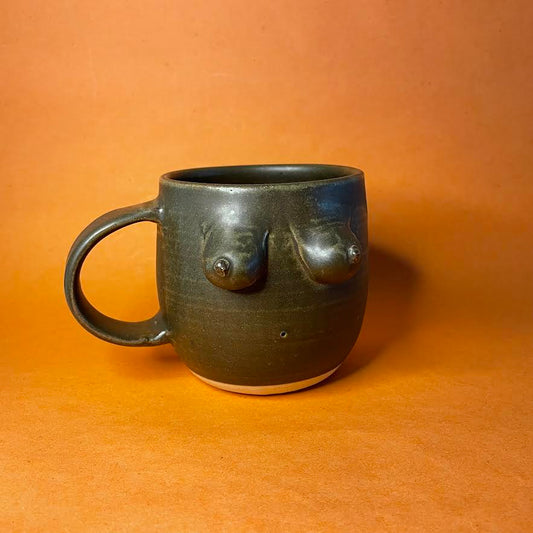 Black Ceramic Boob Mugs, 350ml, Handmade, selection of colours, Coffee Mug, Tea Mug